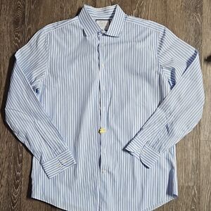 Slim Fit Men's Blue Stripe Dress Shirt - Classic Button-Down